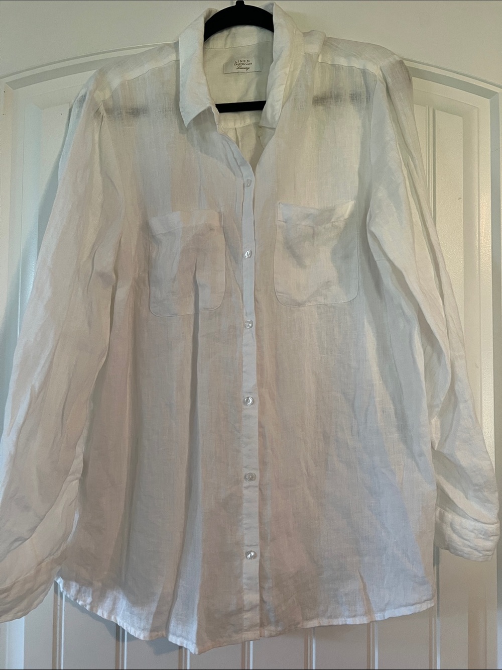 Charter Club White Linen Button-Front Shirt XL